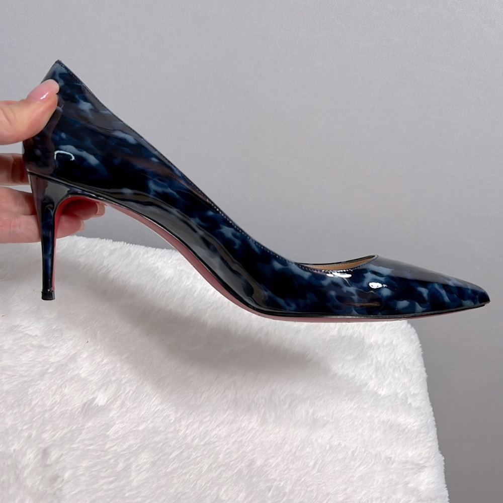 Christian Louboutin Decollete Blue Patent Leather Tortoise Print Pump size 37.5 - Picture 8 of 12